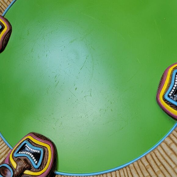 Tiki Serving Platter & Chip Bowl Set‎ Easter Unlimited 2 Pc Green Melamine Party - Picture 10 of 12